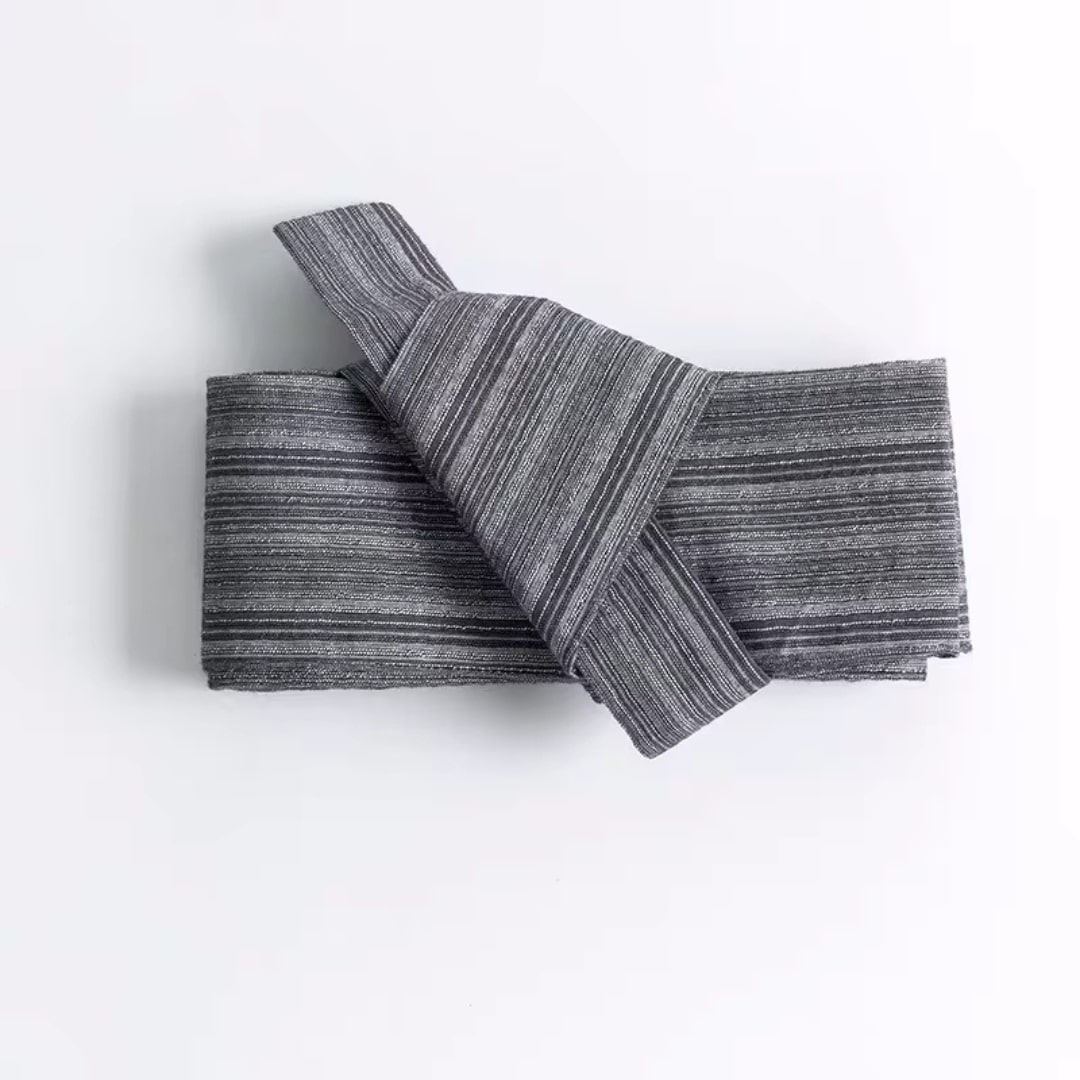 Ceinture obi japonaise large pour kimono et yukata grise