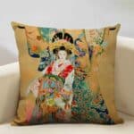 Housse de Coussin Décorative Carrée Portrait de Femme Japonaise 13