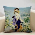 Housse de Coussin Décorative Carrée Portrait de Femme Japonaise 17