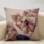 Housse de Coussin Décorative Carrée Portrait de Femme Japonaise 20