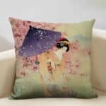 Housse de Coussin Décorative Carrée Portrait de Femme Japonaise 22