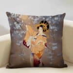 Housse de Coussin Décorative Carrée Portrait de Femme Japonaise 3