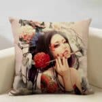 Housse de Coussin Décorative Carrée Portrait de Femme Japonaise 6