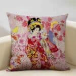 Housse de Coussin Décorative Carrée Portrait de Femme Japonaise 9