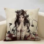 Housse de Coussin Décorative Carrée Portrait de Femme Japonaise. 2