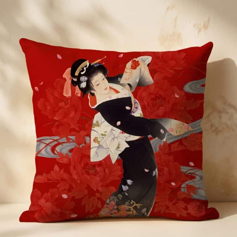 Housse-de-Coussin-Dycorative-Carrye-Portrait-de-Femme-Japonaise-picture-8450