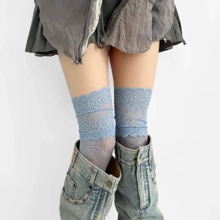 Bas-Longs-Style-Japonais-en-Dentelle-Ajouree-avec-Bande-Elastique-Ornementale-galerie-2316