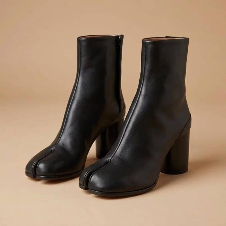 Bottine-Tabi-a-Talon-Epais-en-Cuir-avec-Bout-Fendu-et-Fermeture-Eclair-Laterale-picture-6047