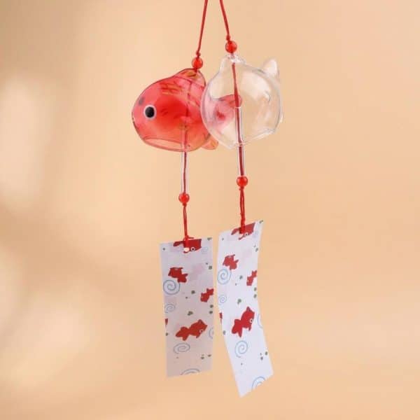 Carillon à vent japonais avec motif de poisson rouge