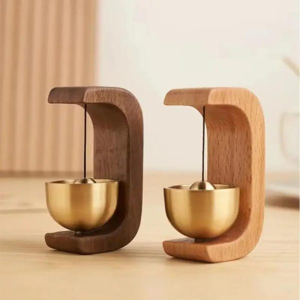 Carillon zen décoratif en bois et bol en laiton suspendu