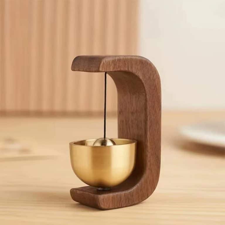 Carillon zen décoratif en bois et bol en laiton suspendu (2)