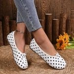 Mocassins-Plats-Tabi-pour-Femme-a-Motifs-de-Pois-avec-Nud-Decoratif-galerie-6258