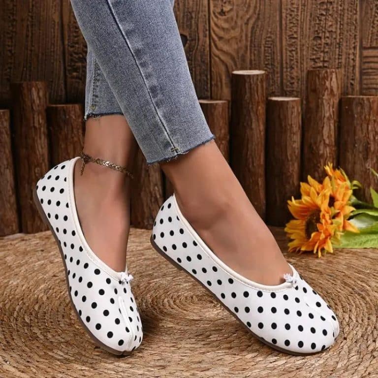 Mocassins-Plats-Tabi-pour-Femme-a-Motifs-de-Pois-avec-Nud-Decoratif-galerie-6258