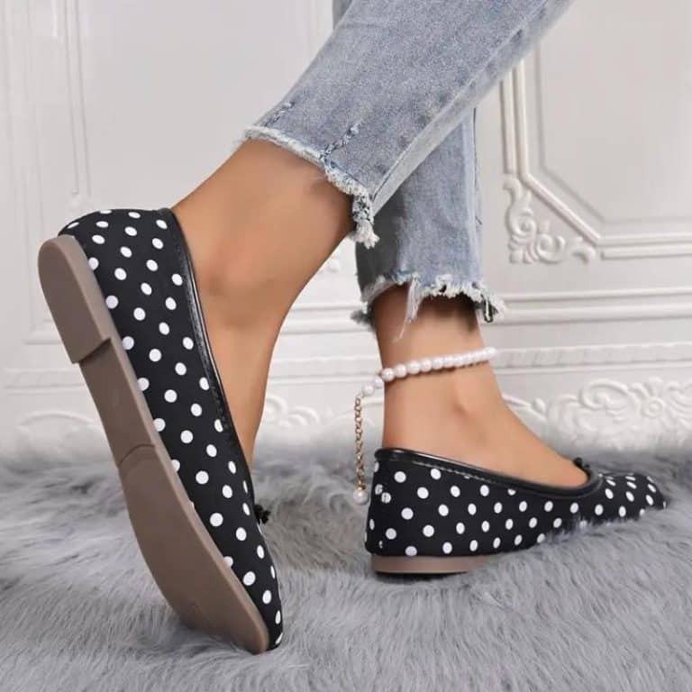 Mocassins-Plats-Tabi-pour-Femme-a-Motifs-de-Pois-avec-Nud-Decoratif-galerie-6326