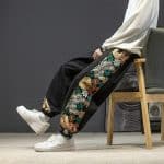 Pantalon-Bouffant-avec-Bande-Laterale-Ornee-de-Motifs-Floraux-Brodes-Asiatique-galerie-1039