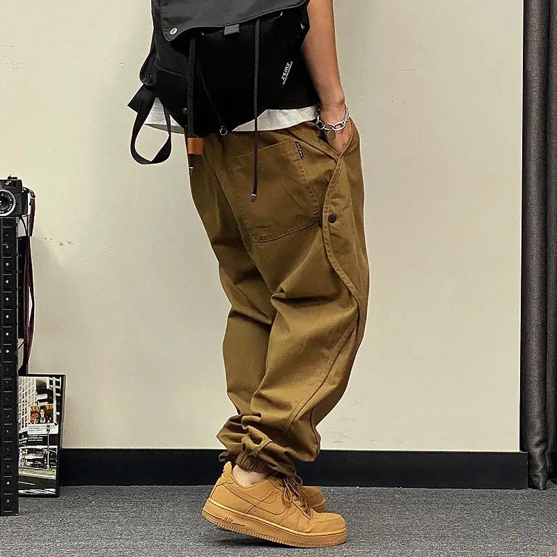 Pantalon cargo streetwear à poches latérales - Kaki, XXXL