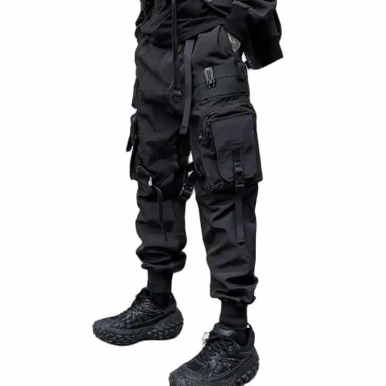 Pantalon-Cargo-Techwear-Noir-a-Multiples-Poches-et-Sangles-Tactiques-galerie-4836