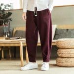 Pantalon-Sarouel-Fusele-en-Tissu-Chine-a-Motif-Chevrons-galerie-2390
