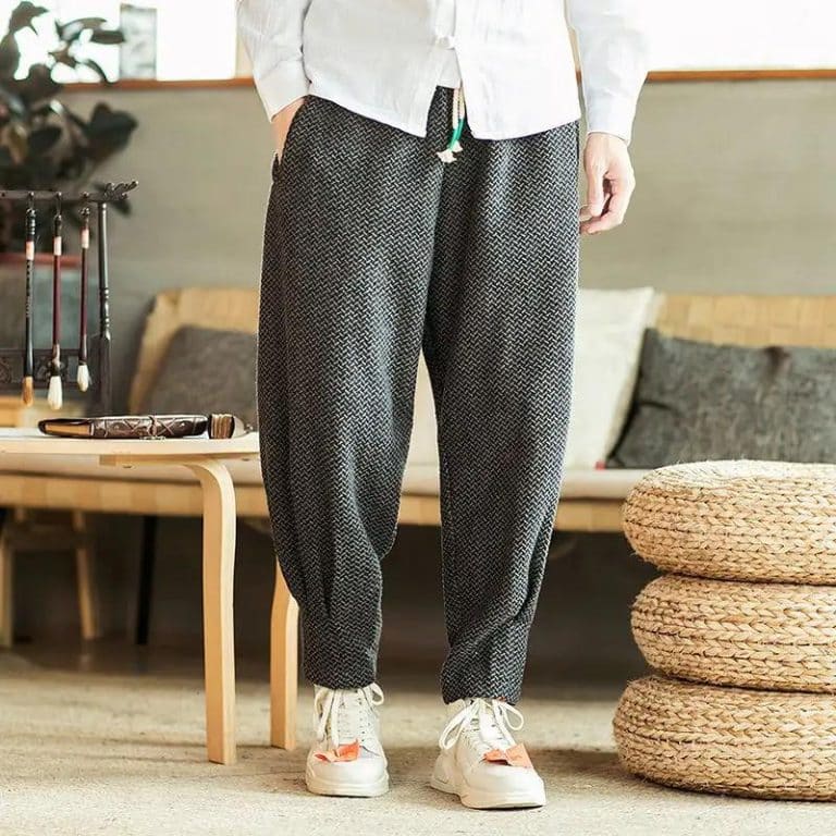 Pantalon-Sarouel-Fusele-en-Tissu-Chine-a-Motif-Chevrons-galerie-8788