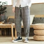 Pantalon-Sarouel-Fusele-en-Tissu-Chine-a-Motif-Chevrons-galerie-8849