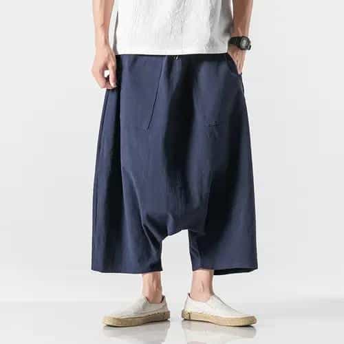 Pantalon-Sarouel-de-Style-Japonais-en-Coton-et-lin-avec-Coupe-Ample-galerie-9757