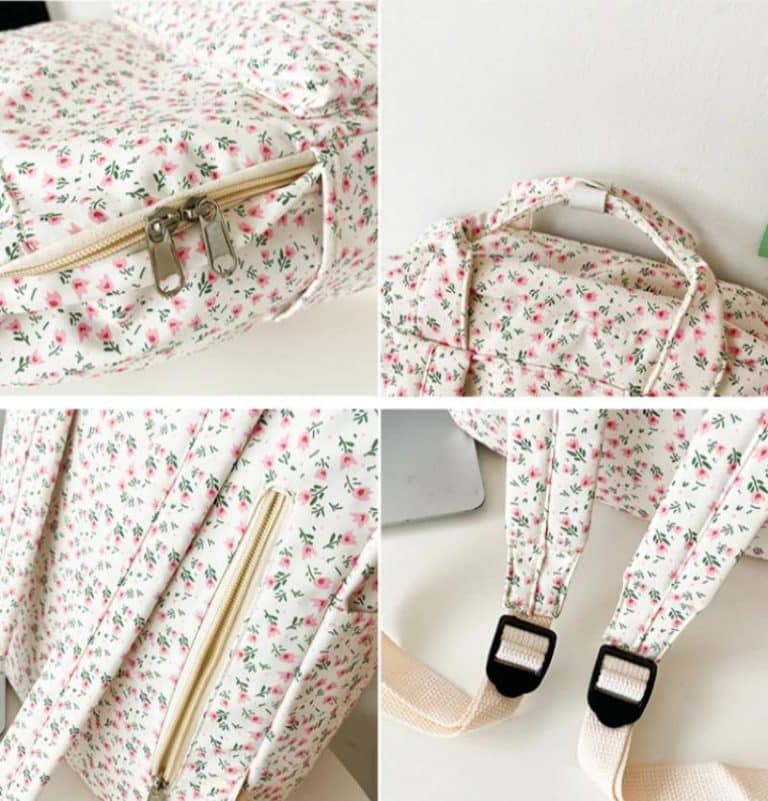 Sac-a-dos-Japonais-en-Toile-a-Petites-Fleurs-avec-zip-et-Poche-avant-galerie-4077