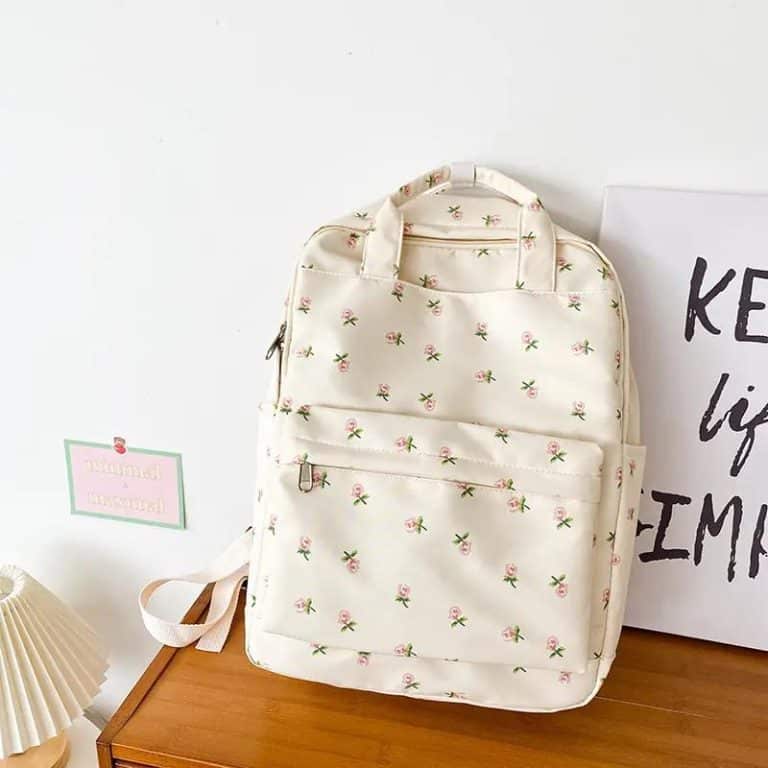Sac-a-dos-Japonais-en-Toile-a-Petites-Fleurs-avec-zip-et-Poche-avant-galerie-5120