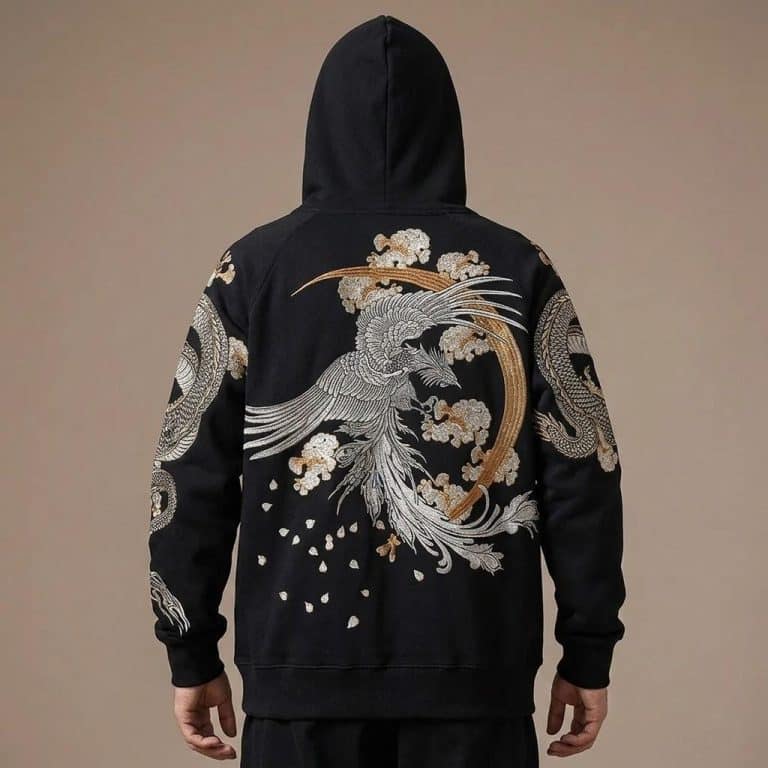 Sweat-a-Capuche-Streetwear-Orne-de-Grandes-Broderies-de-Phenix-et-Dragons-picture-9038