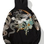 Sweat à capuche streetwear orné de grandes broderies de phénix et dragons - 569