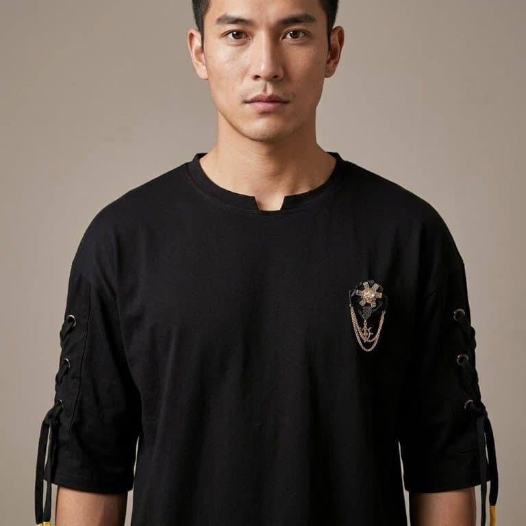 T-shirt-Decontracte-a-Coupe-Ample-avec-Lacage-Decoratif-picture-3679