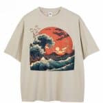 T-shirt-Loose-avec-Illustration-de-la-Vague-Hokusai-et-Soleil-Japonais-picture-95889-5