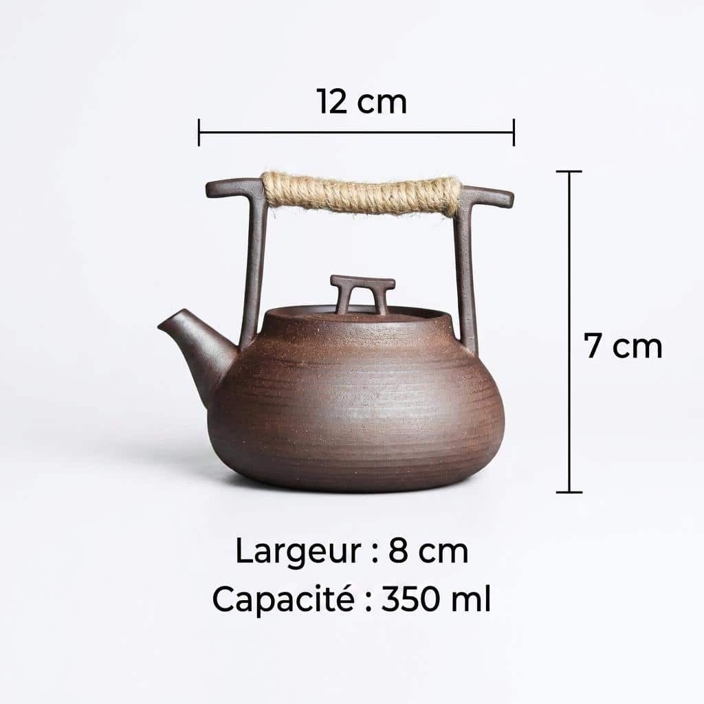 Théière artisanale japonaise en céramique mate avec anse
