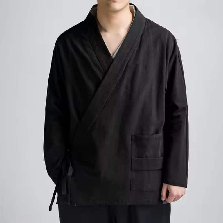 Veste-Cardigan-Kimono-a-col-Croise-et-Poche-Plaquee-pour-Homme-3517-1