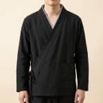 Veste-Cardigan-Kimono-a-col-Croise-et-Poche-Plaquee-pour-Homme-picture-1241