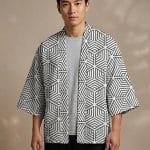 Veste-Haori-Japonaise-a-Motif-Geometrique-Hexagonal-picture-7383