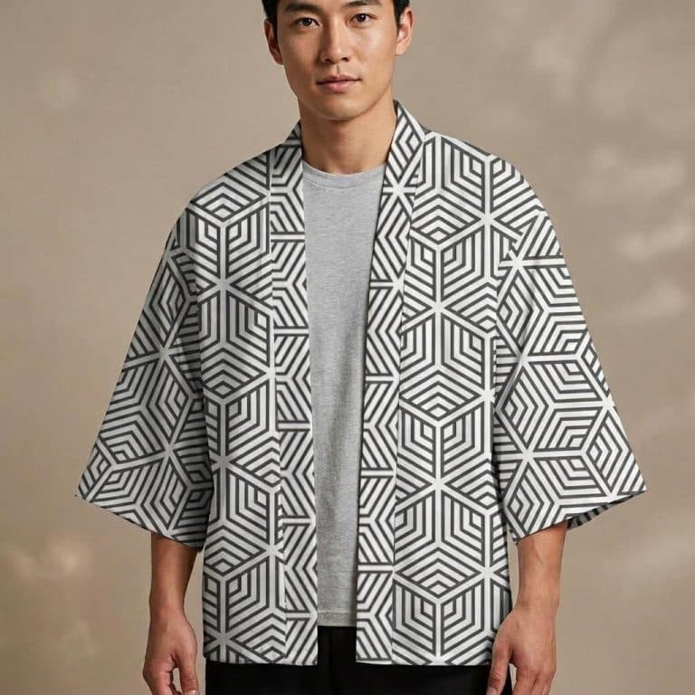 Veste-Haori-Japonaise-a-Motif-Geometrique-Hexagonal-picture-7383