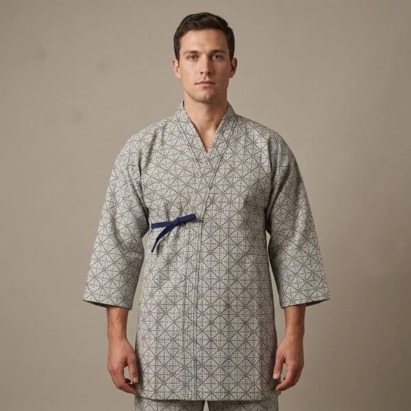 Veste Kendo Keikogi à Motif Géométrique Asanoha en Coton