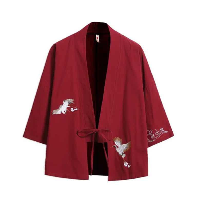 Veste-Kimono-a-Manches-Trois-quarts-avec-Broderies-de-Grues-Japonaises-galerie-3628