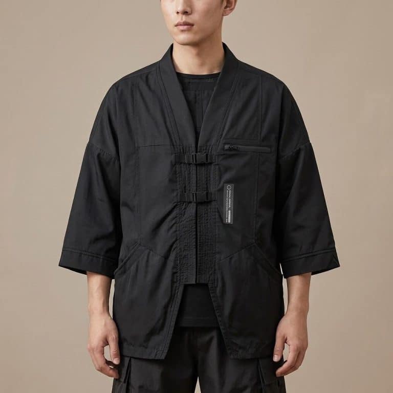 Veste-Kimono-a-Manches-Trois-quarts-avec-Poche-Zippee-picture-7591