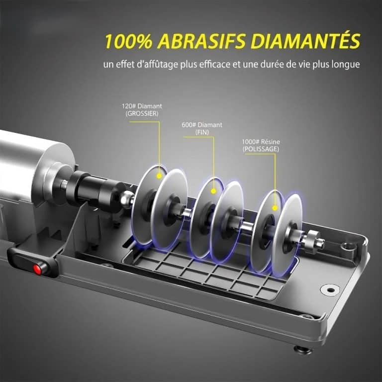 Aiguiseur de couteaux électrique pour couteaux japonais à meules diamantées