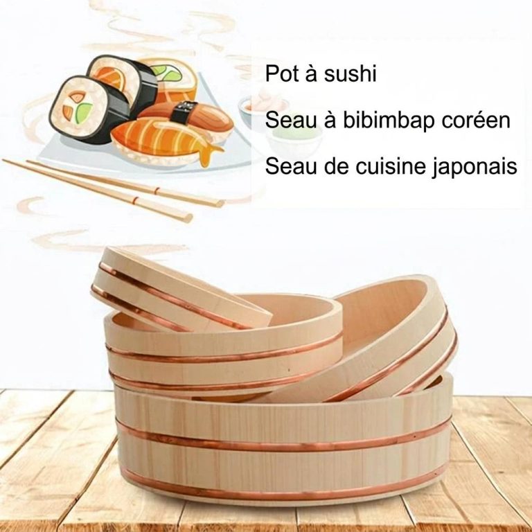 Bac-a-riz-Hangiri-pour-Sushi-en-Bois-Naturel-avec-Cerclage-en-Cuivre-technique-3446