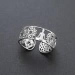 Bague 7 chakras ajustable avec motifs ajourés