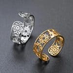 Bague 7 chakras ajustable avec motifs ajourés
