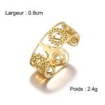 Bague 7 chakras ajustable avec motifs ajourés