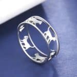 Bague de chat qui marchent ajourée en acier inoxydable