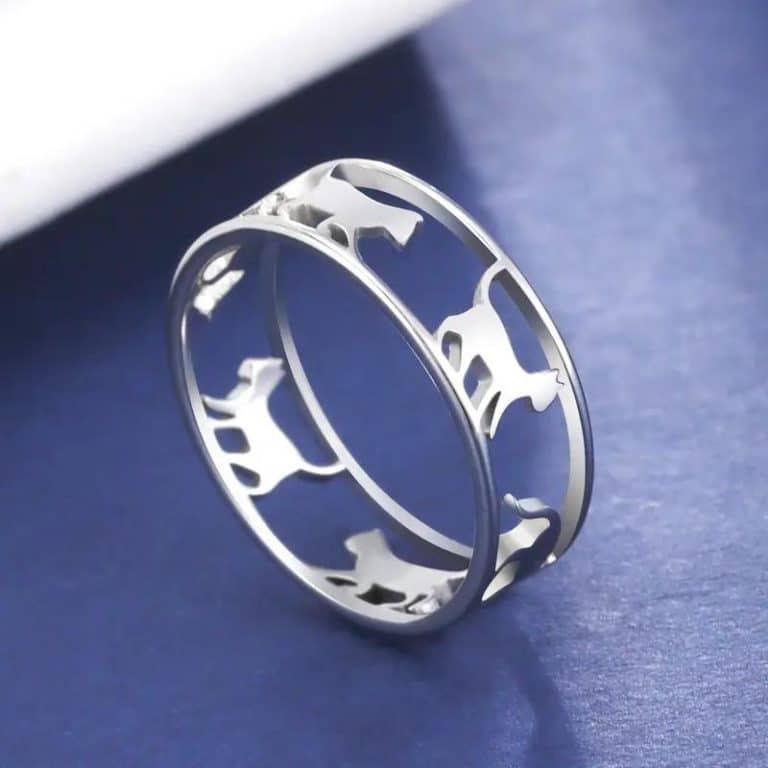 Bague de chat qui marchent ajourée en acier inoxydable