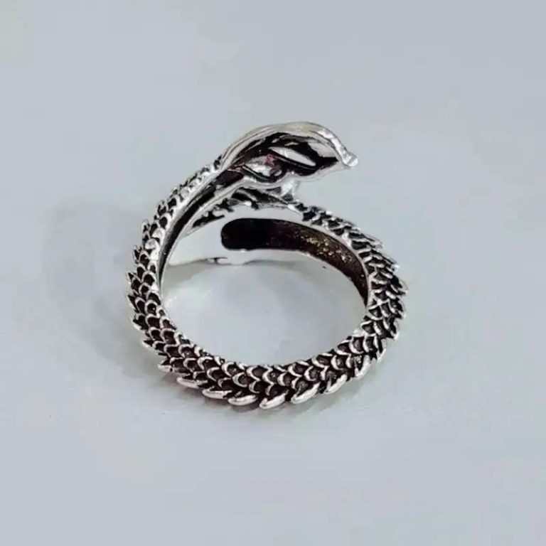 Bague-de-Dragon-Mythique-de-Louroboros-Argente-Ajustable-galerie-2146