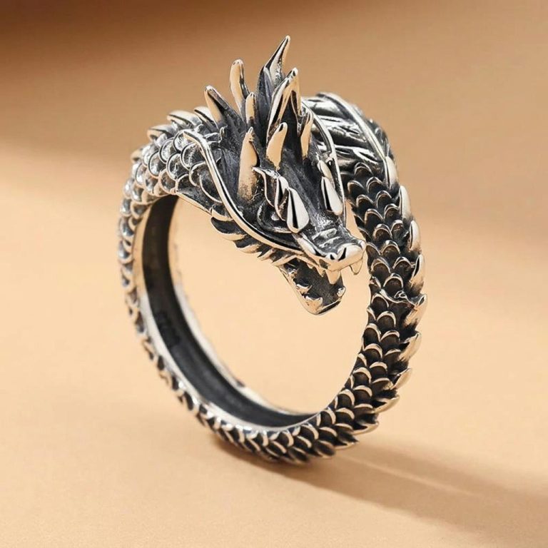 Bague-de-Dragon-Mythique-de-Louroboros-Argente-Ajustable-picture-9923