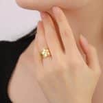 Bague de fleur large et ajourée en acier inoxydable