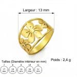 Bague de fleur large et ajourée en acier inoxydable